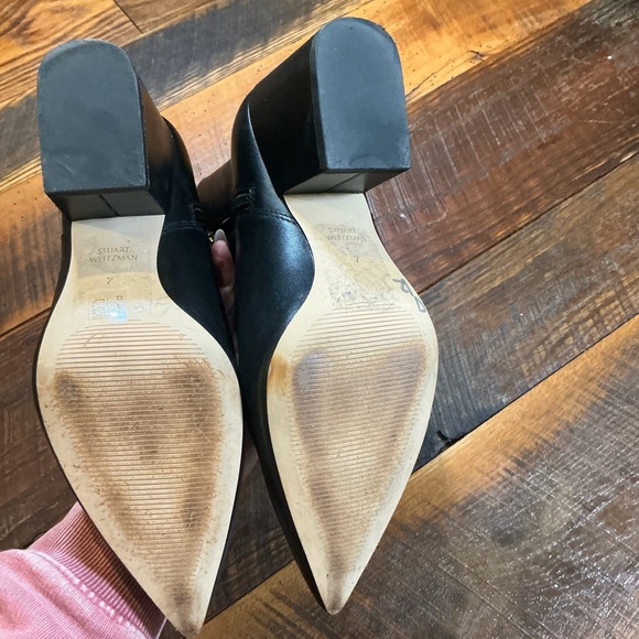 Stuart Weitzman Black Leather Block Heel Ankle Boots | Women’s Size 7B / EU 37.5 - Picture 11 of 12